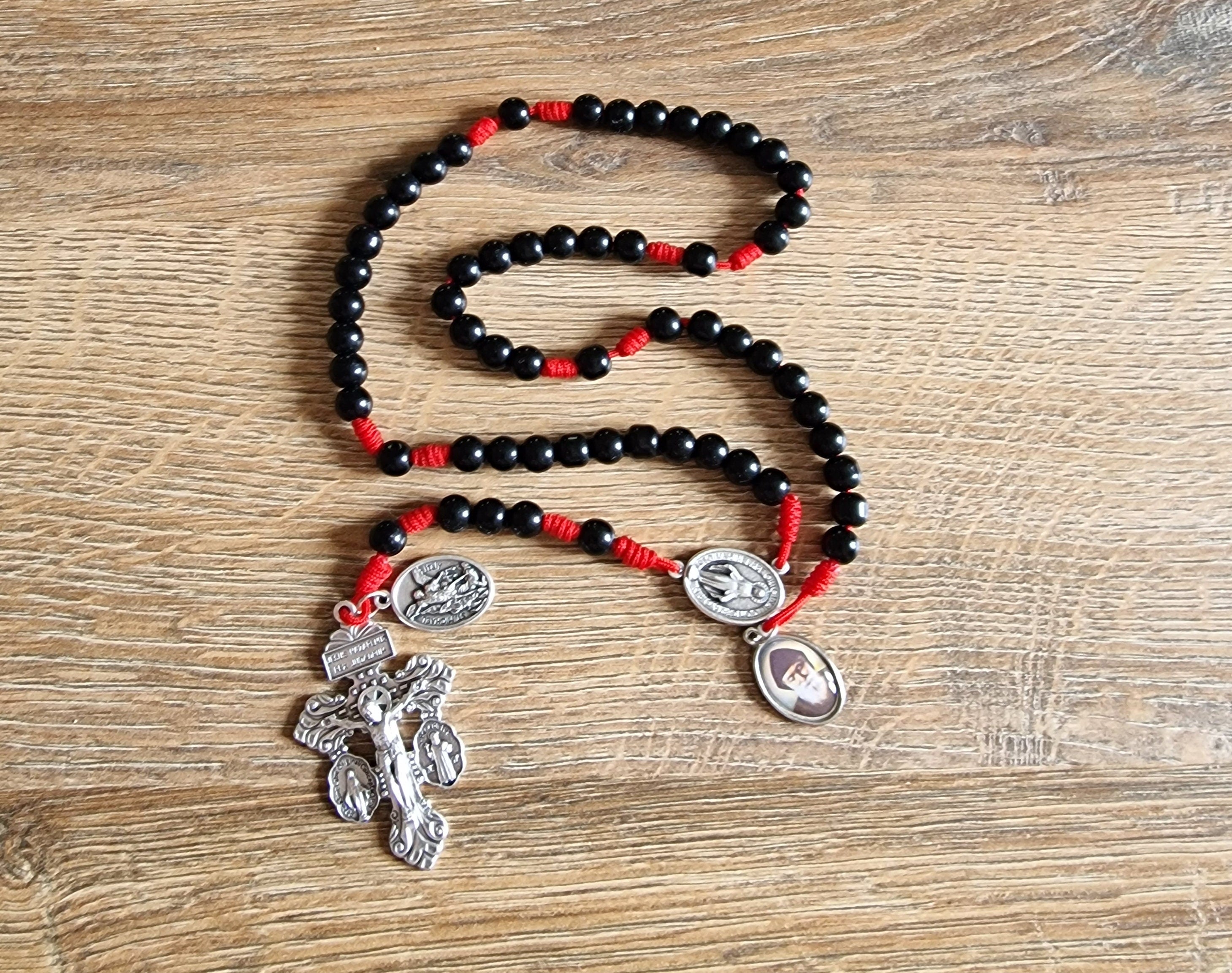 Handmade black glass rosary