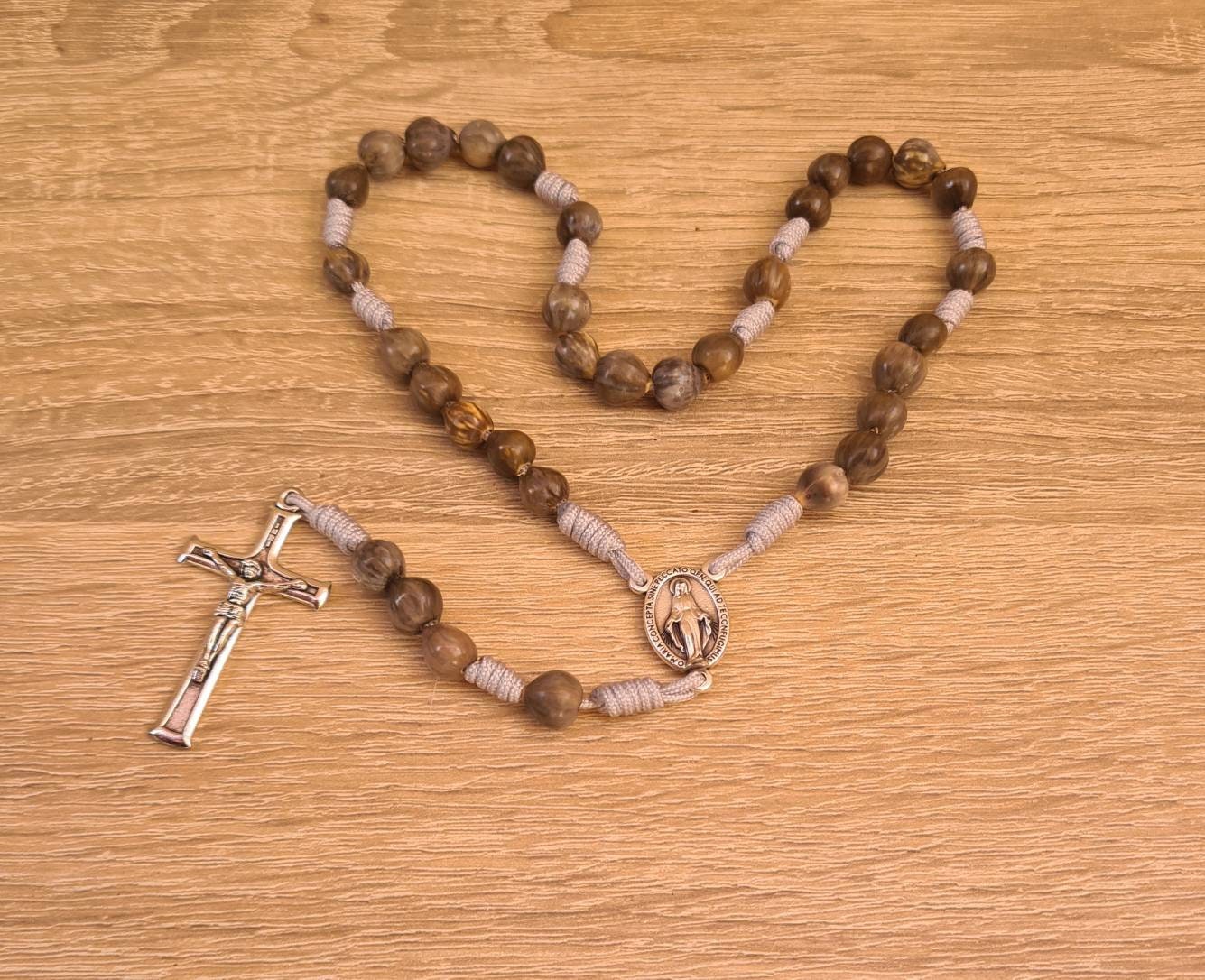 Chaplet of Conversion, handmade chaplet, jobs tears natural beads, catholic gift, jobi coix rosary, miraculous Mary medal