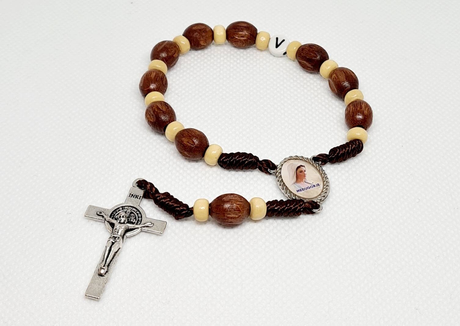 Personalized car rosary with wooden beads, rosary Auto, rosary one decade, Catholic gift, Religious Jewelry Medjugorje