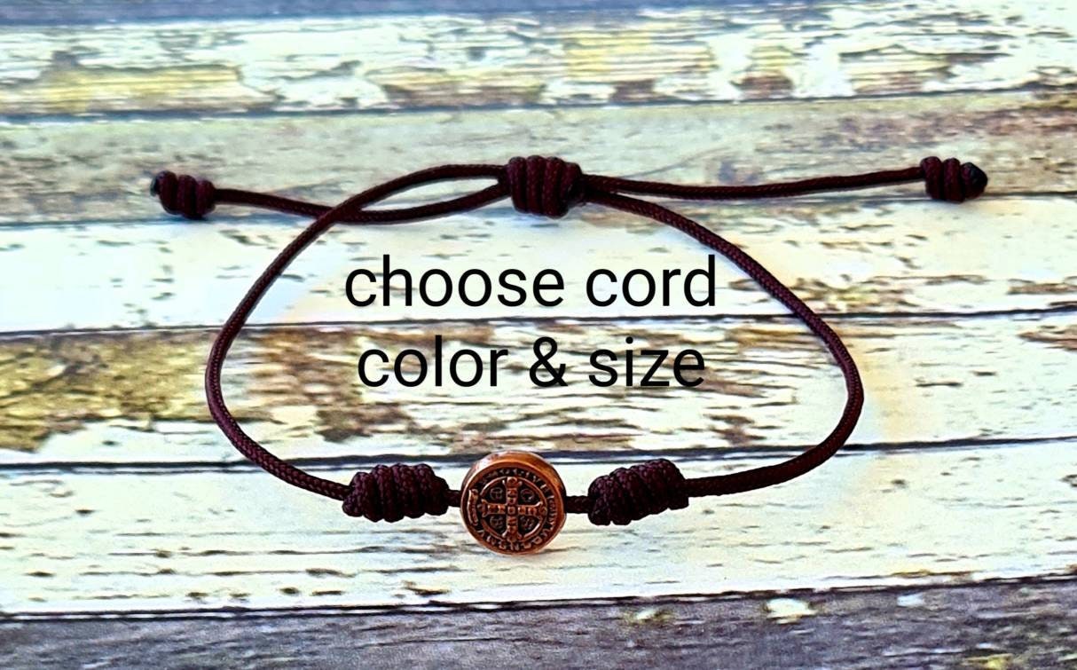 SIMPLE BRACELET ST Benedict, Benedict medals, handmade adjustable holy bracelet, San Benito, catholic protection bracelet, Christian