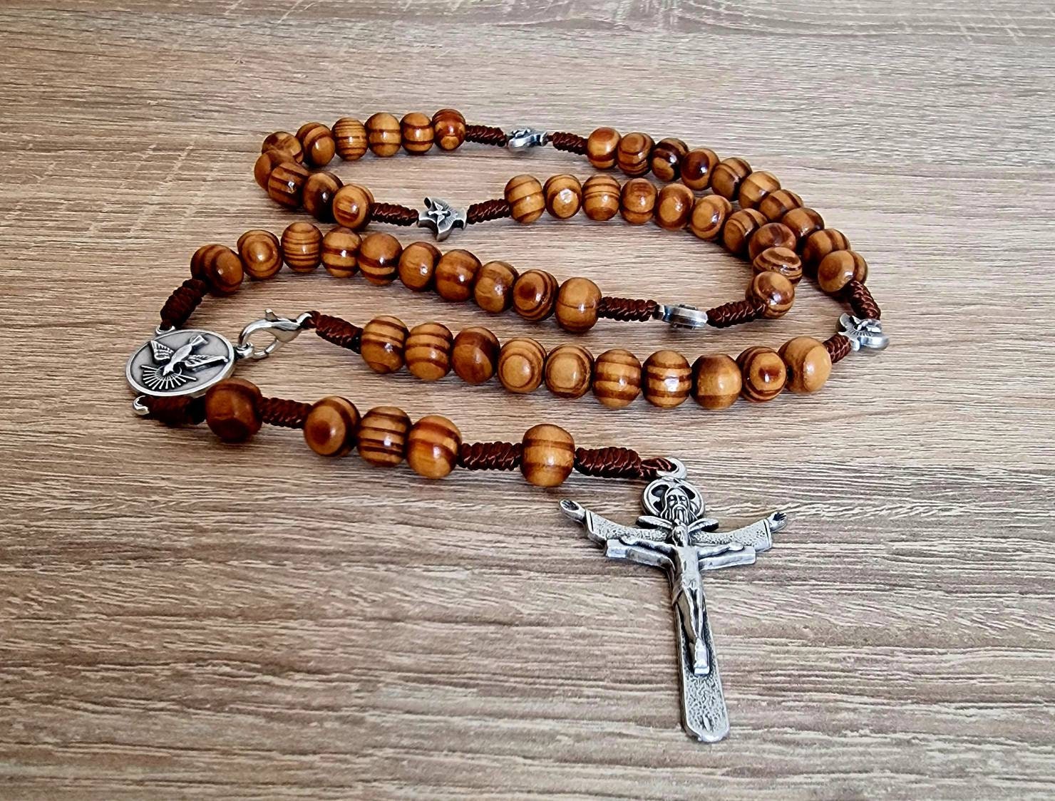 Handmade Holy Spirit traditional rosary,catholic rosary