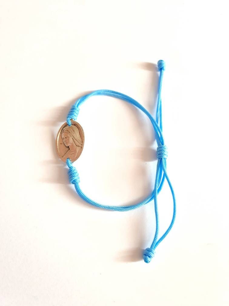 Virgin Mary Bracelet, Simple bracelet, Knotted cord Catholic Gift Religious Jewelry From Medjugorje Adjustable Bracelet Handmade