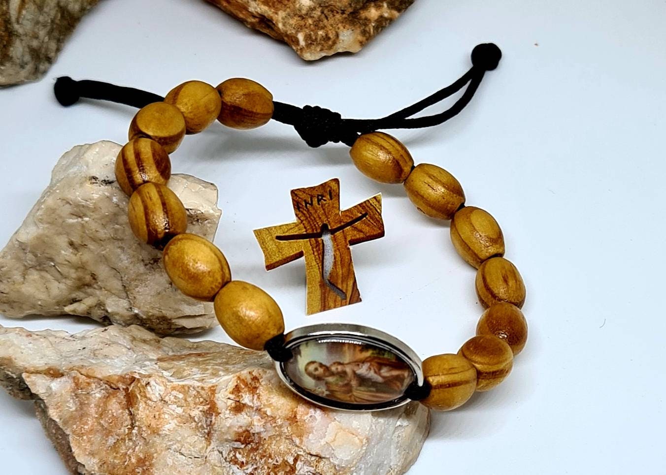 Saint Joseph Bracelet, Christian bracelet, Faitih bracelet, Patron saint jeweley, Catholic bracelet, Holy medals, knotted cord bracelet