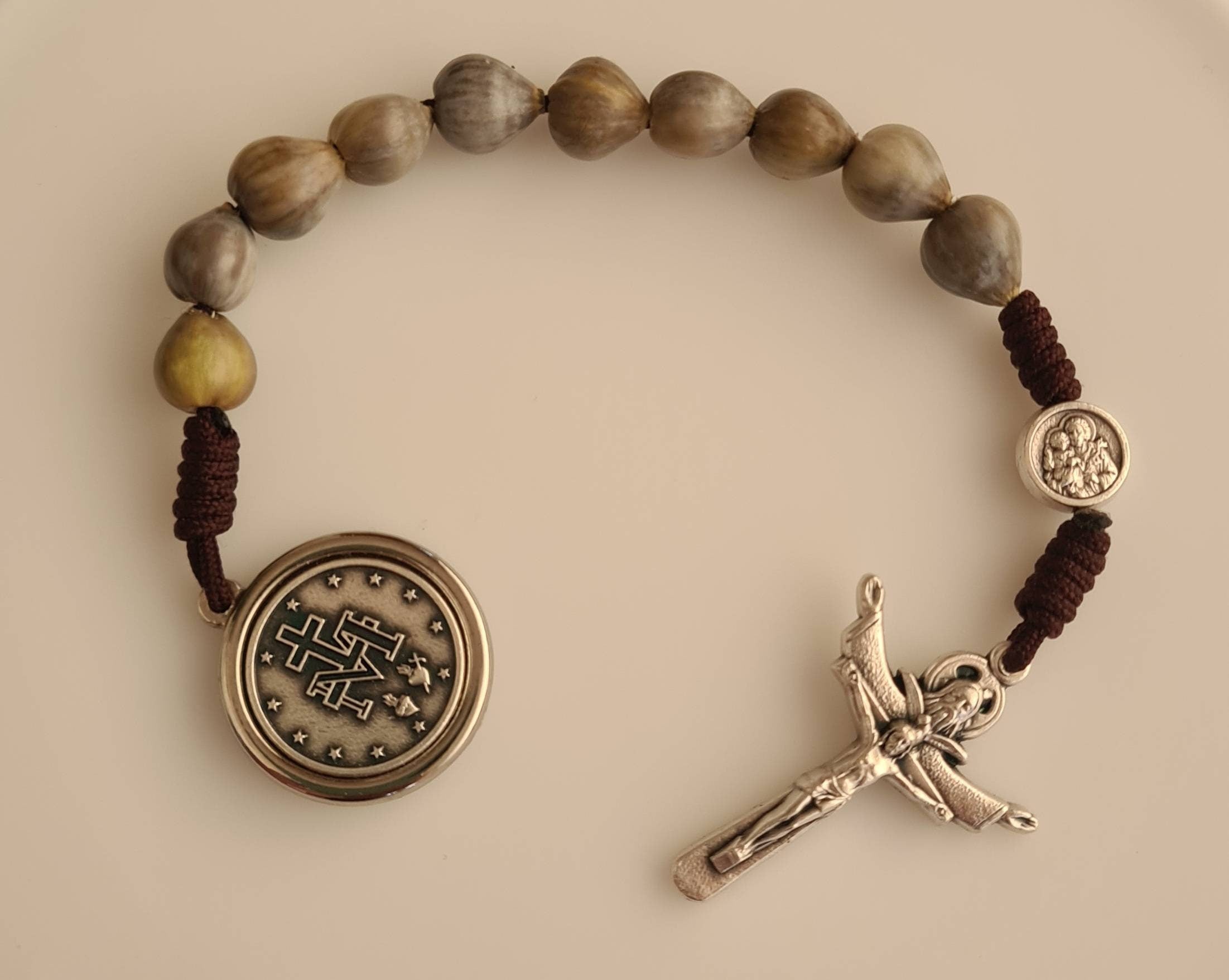 Pocket rosary, Holy Spirit cross one decade rosary, jobs teras pocket rosary, handmade miraculous rosary, natural beads jobs tears