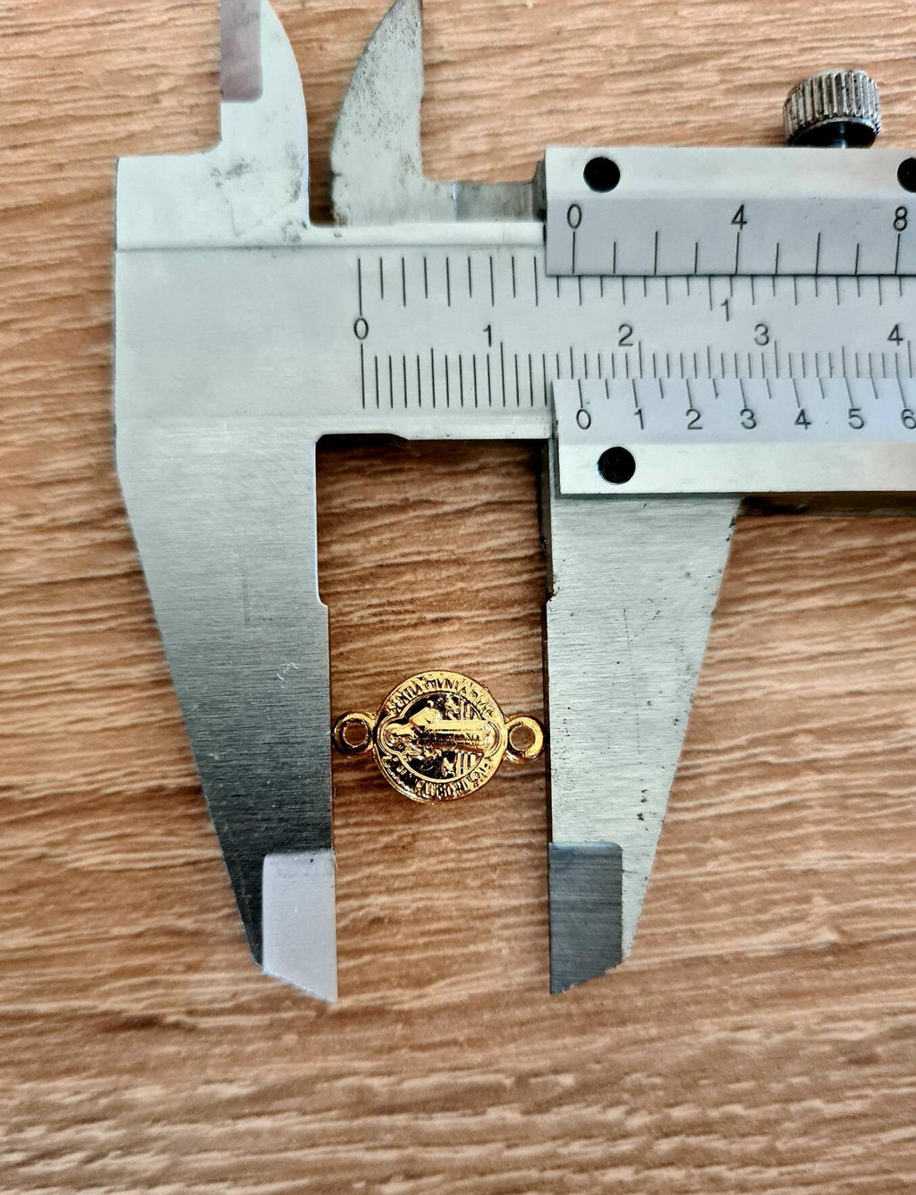 Gold Saint Benedict Medal Connector, San Benito Rosary Centerpiece, Catholic Rosary Parts, Religious Jewelry Findings, Wholesale Bulk