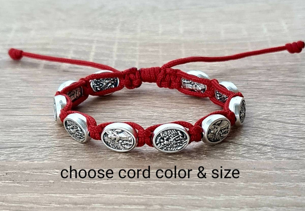 ST MICHAEL the Archangel / Angel Guardian bracelet, knotted cord catholic bracelet, religious jewelry, catholic gift, police saint