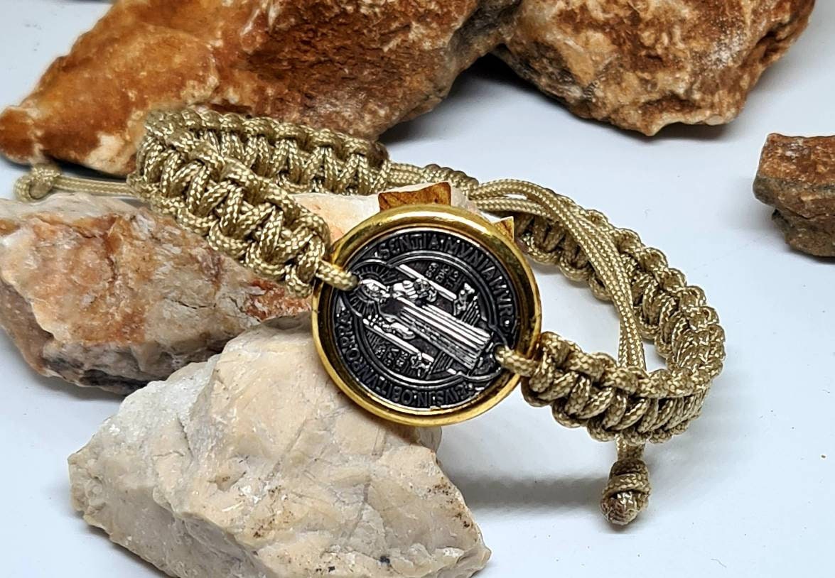 ST BENEDICT BRACELET, saint benedict medal, handmade adjustable holy bracelet, religious jewelry from Medjugorje