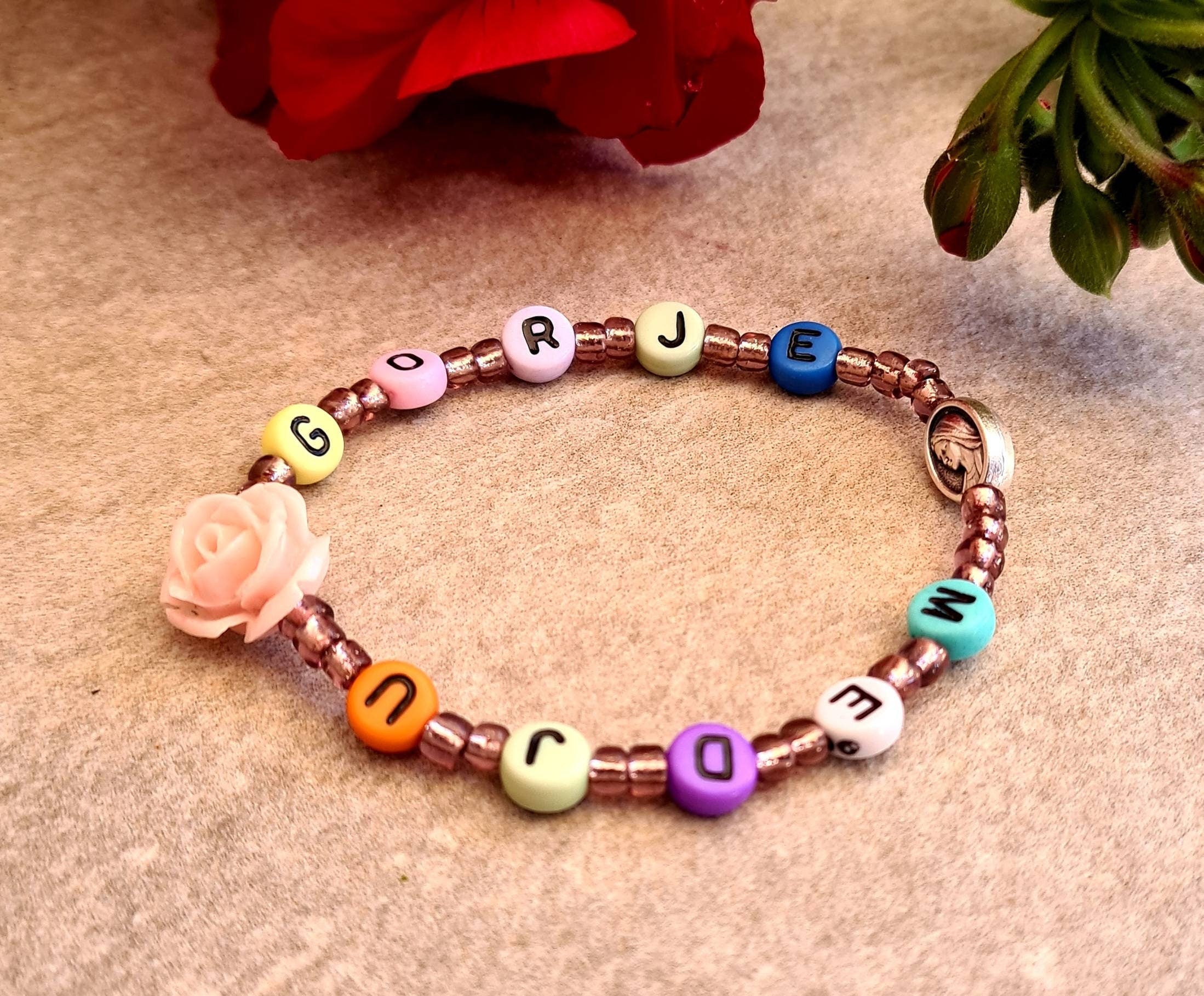 VIRGIN MARY bracelet, handmade catholic adjustable bracelet, holy bracelet, religious jewelry, christian bracelet, custom size