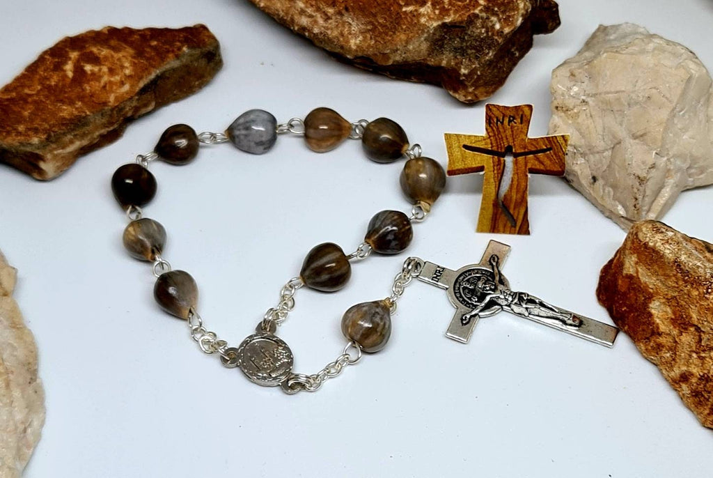 Car Rosary With jobs tears, one decade, mini rosaries for Auto, rosary Patron of Travel car Acessories, jobi coix natural beads