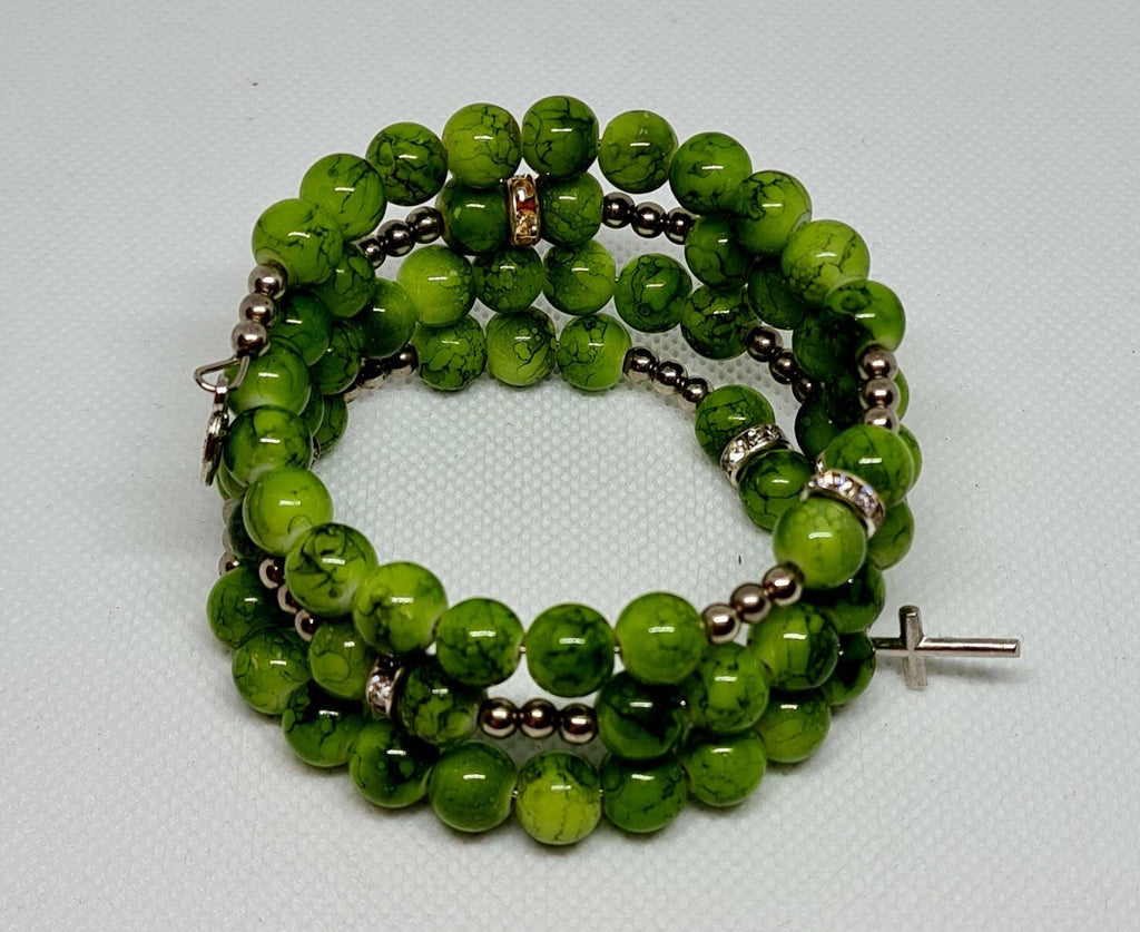 Handmade green rosary bracelet
