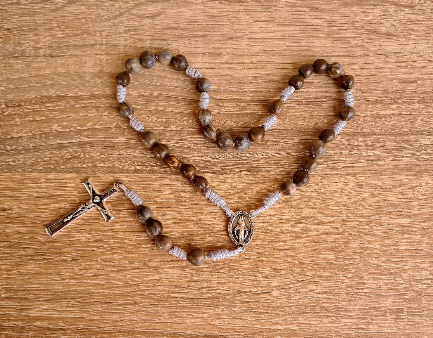 Chaplet of Conversion, handmade chaplet, jobs tears natural beads, catholic gift, jobi coix rosary, miraculous Mary medal