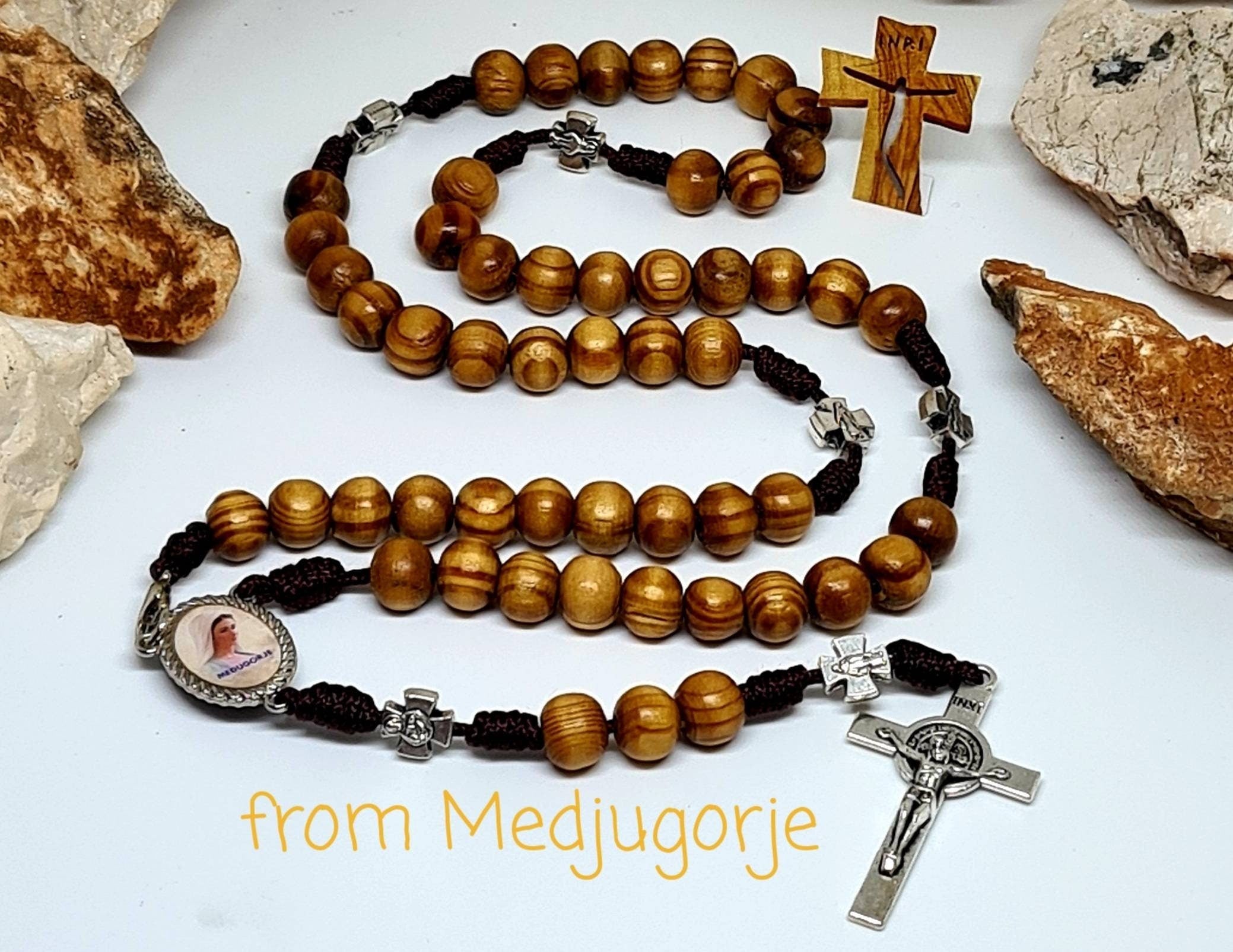 Miraculous cross Large wooden rosary, STRONG ROSARY, modern chaplets, catholic rosary