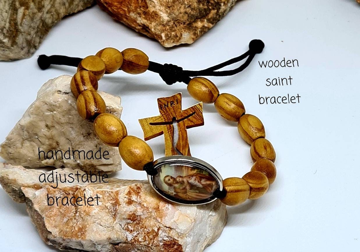 Saint Joseph Bracelet, Christian bracelet, Faitih bracelet, Patron saint jeweley, Catholic bracelet, Holy medals, knotted cord bracelet