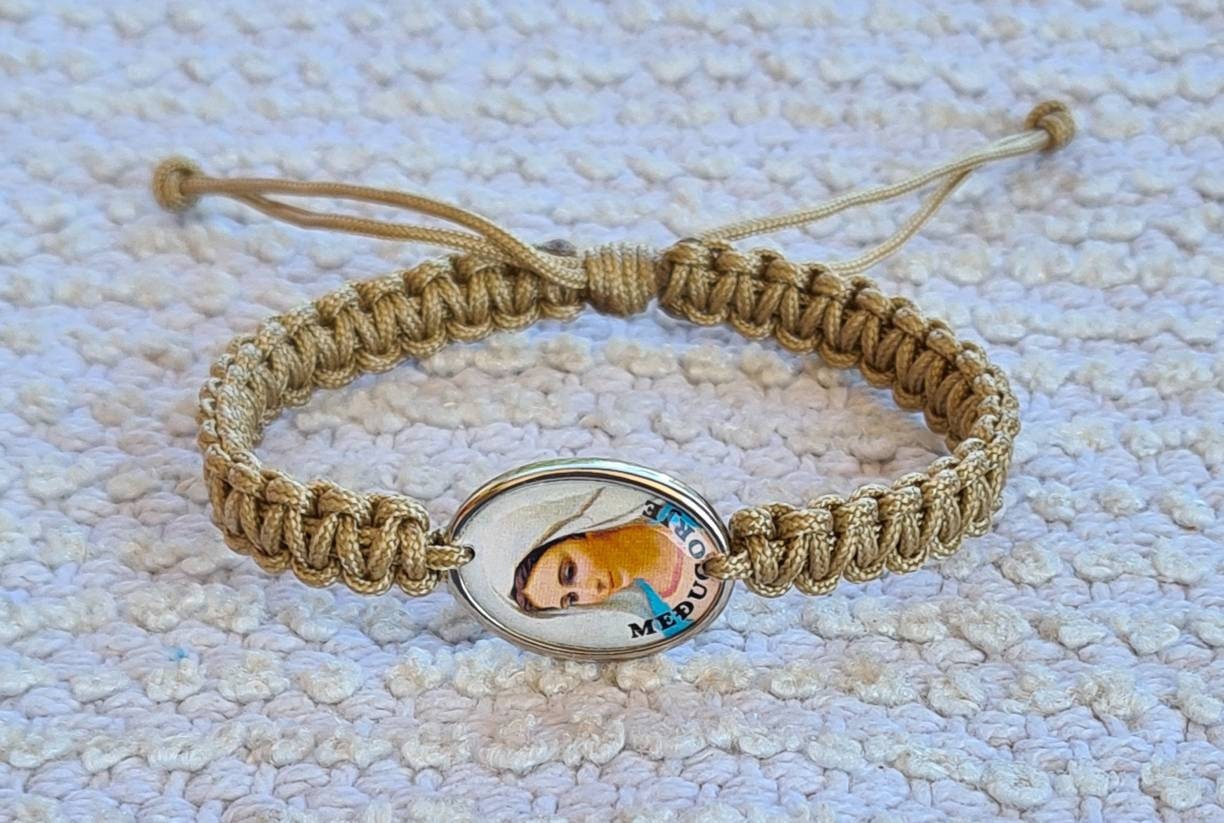 Virgin Mary Bracelet, Mary bracelet, Knotted cord Catholic Gift Religious Jewelry From Medjugorje Adjustable Bracelet Handmade