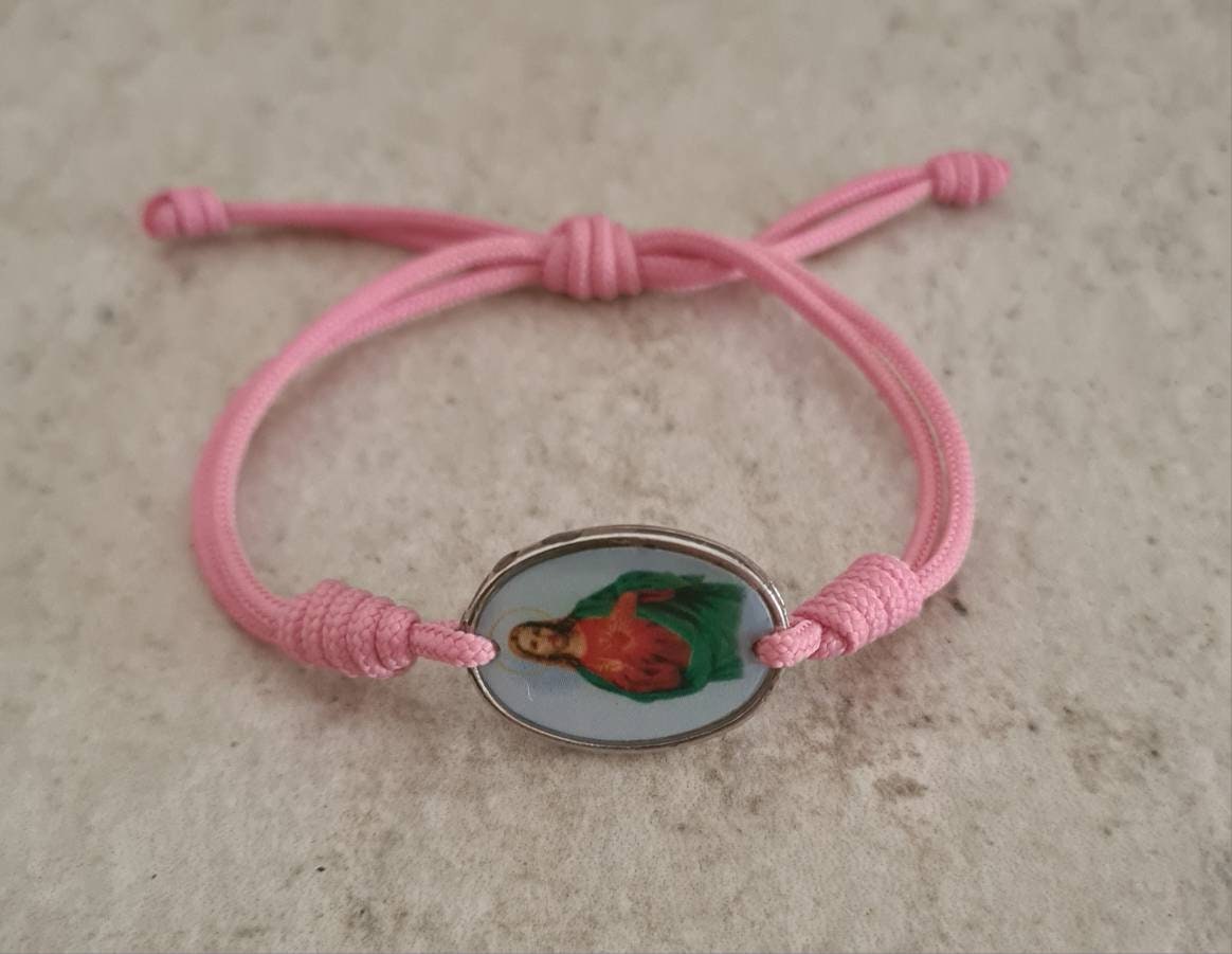Sacred Heart Jesus simple bracelet, sacred heart bracelet, catholic bracelet, knotted cord bracelet