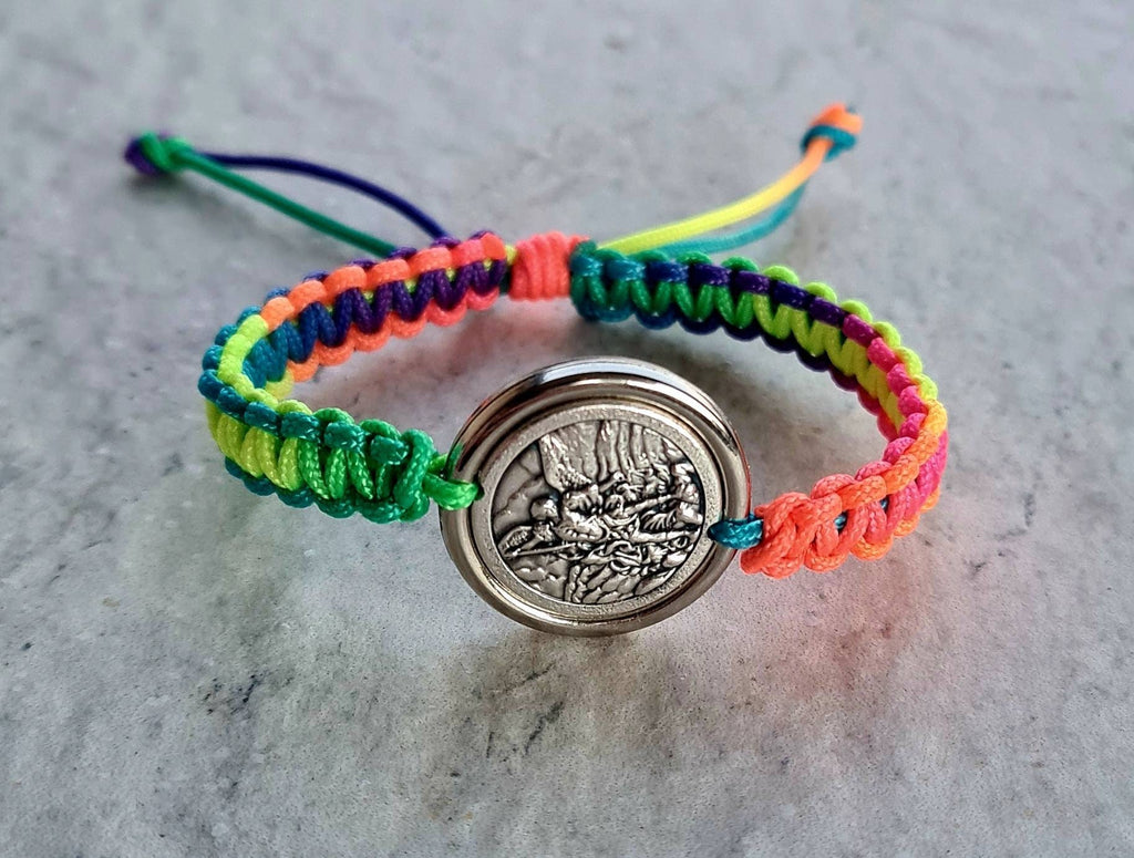 ST MICHAEL BRACELET, handmade catholic bracelet, police saint, knotted cord christian bracelet, adjustable saint bracelet, custom size