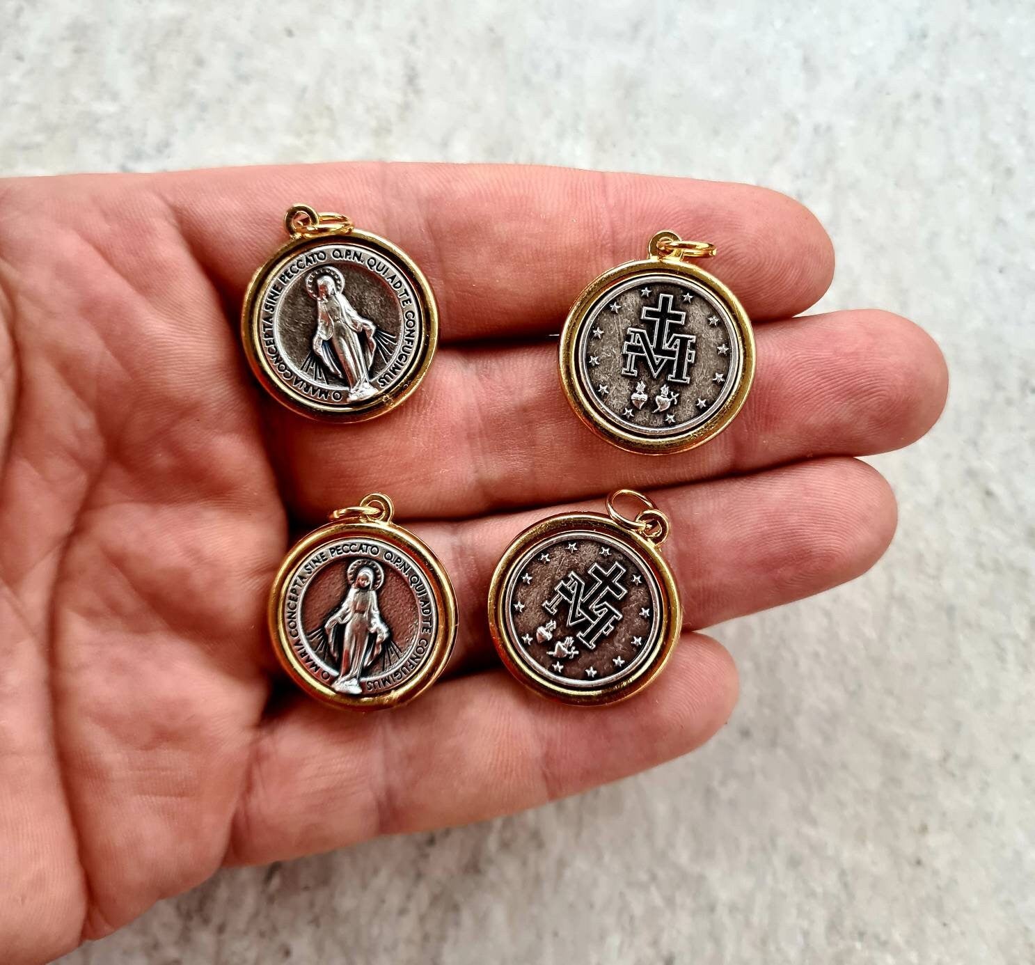 wholesale MIRACULOUS MEDALS BOX 4, 10, 20 pcs, Regina sine labe orginali concepta opn, medals Italy