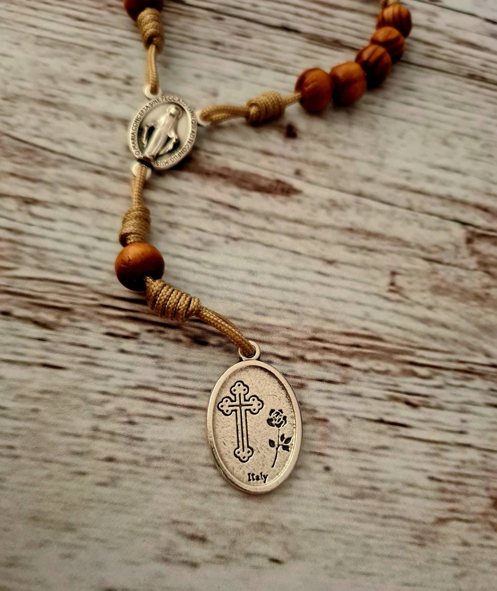 Traditional Padre Pio rosary, catholic rosary, wood beads rosary