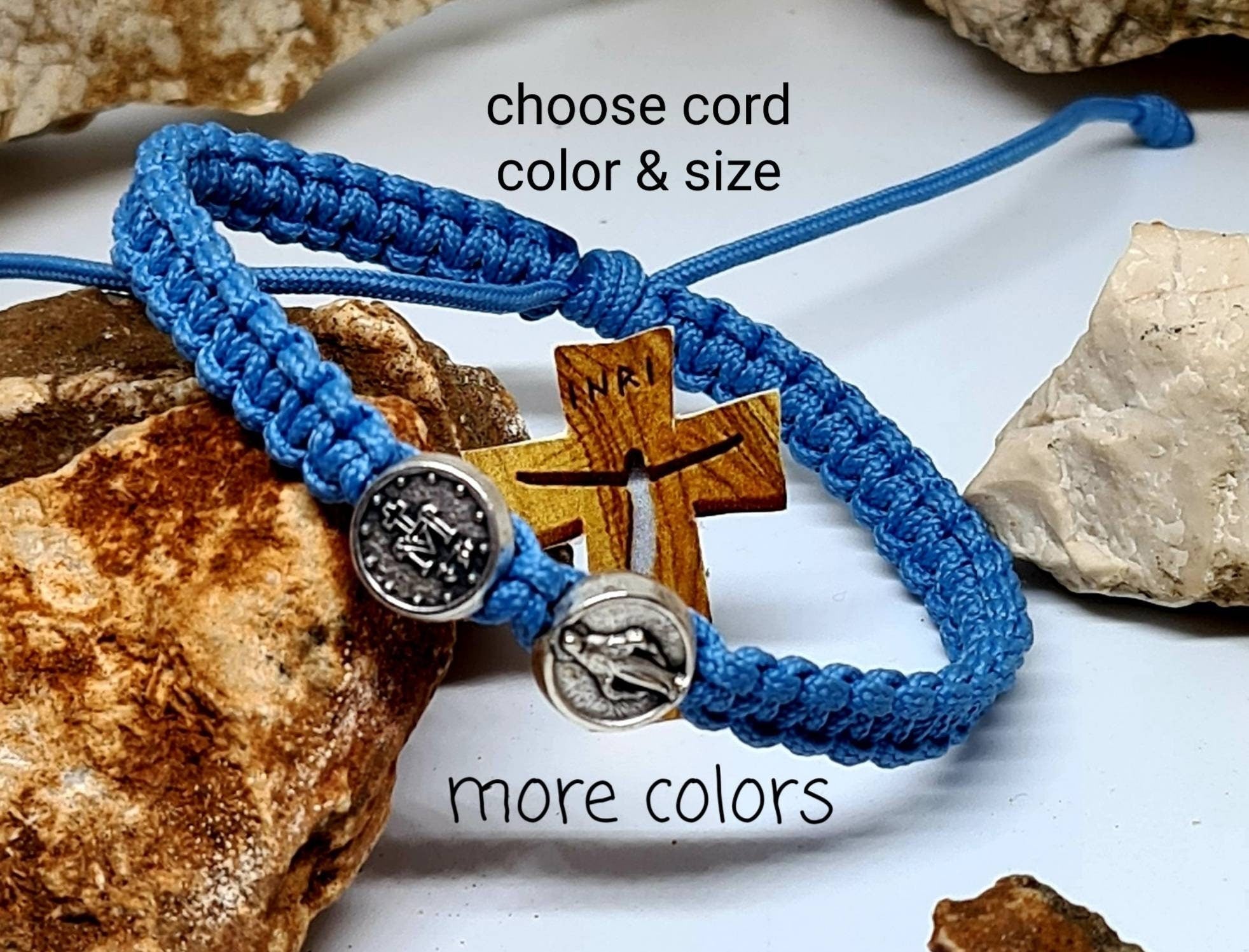 Miraculous bracelet, Miraculous medal, Christian holy bracelet, catholic bracelet, handmade bracelet, knotted cord bracelet