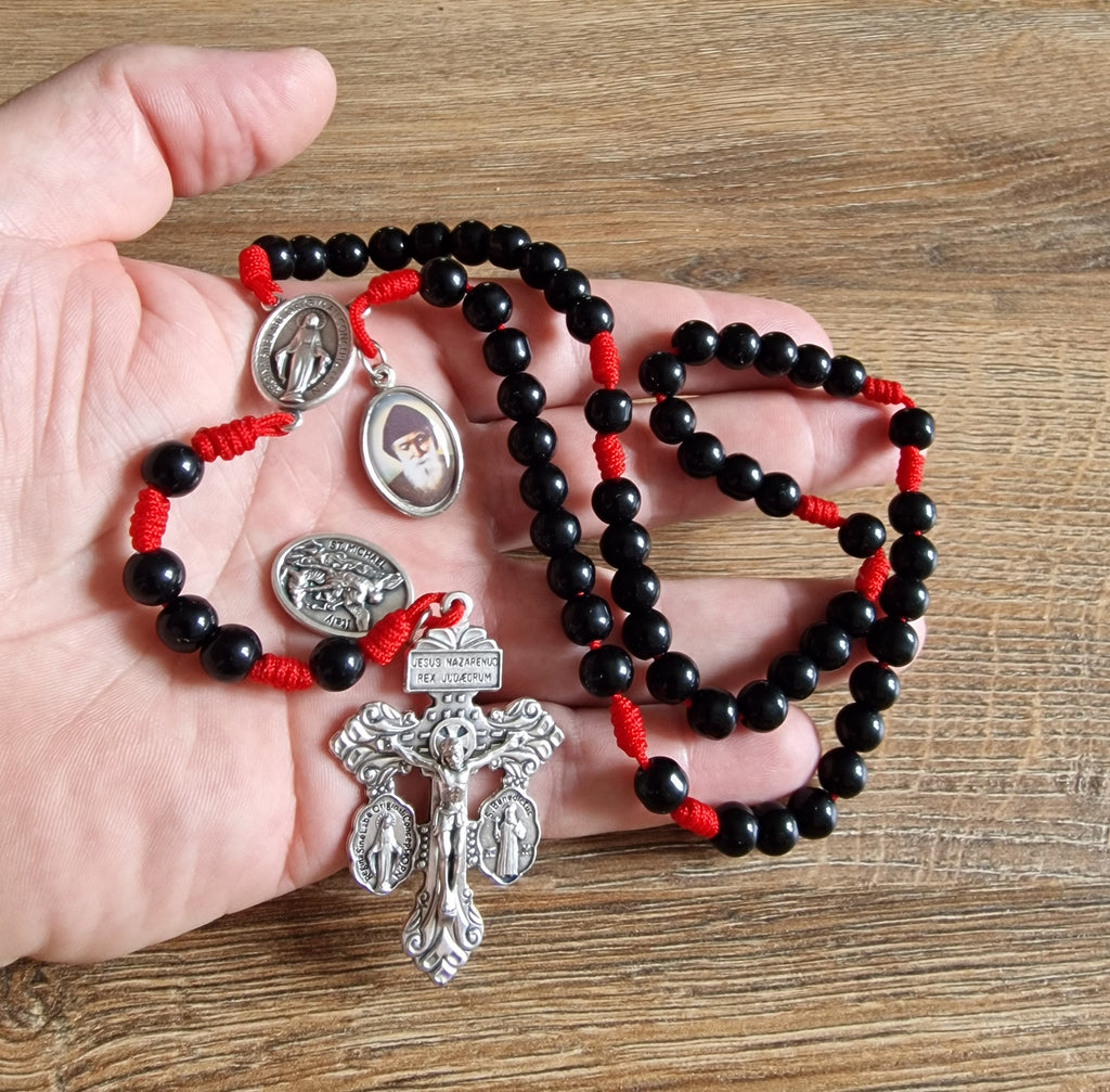 Handmade black glass rosary