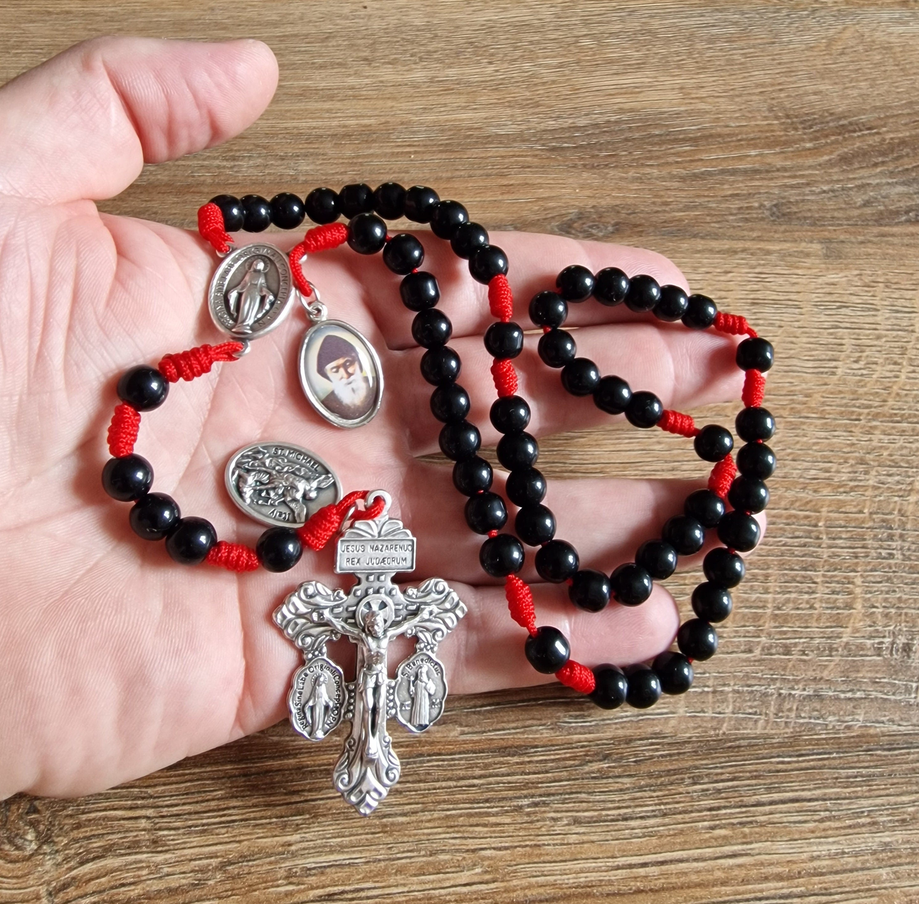 Handmade black glass rosary