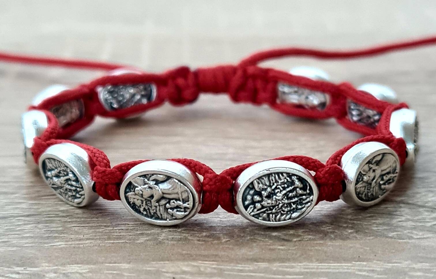 ST MICHAEL the Archangel / Angel Guardian bracelet, knotted cord catholic bracelet, religious jewelry, catholic gift, police saint