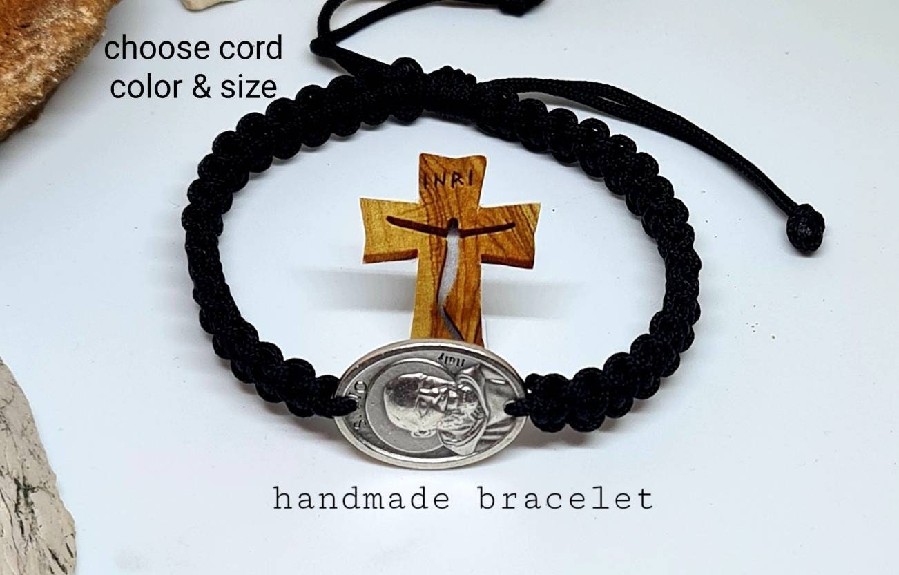 Padre Pio Bracelet, handmade bracelet, Padre Pio medal, Holy catholic bracelet, Christian adjustable bracelet,catholic gift women men kids