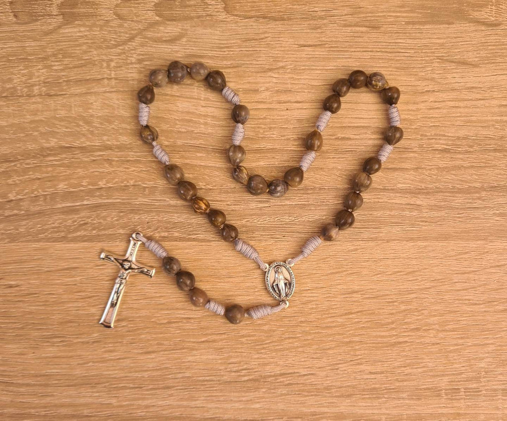 Chaplet of Conversion, handmade chaplet, jobs tears natural beads, catholic gift, jobi coix rosary, miraculous Mary medal