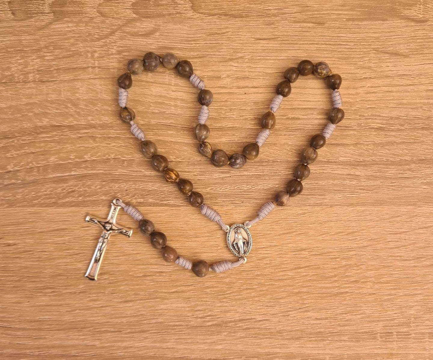 Chaplet of Conversion, handmade chaplet, jobs tears natural beads, catholic gift, jobi coix rosary, miraculous Mary medal