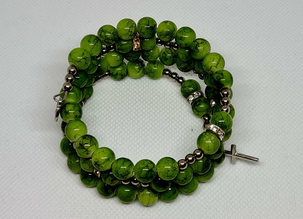 Handmade green rosary bracelet