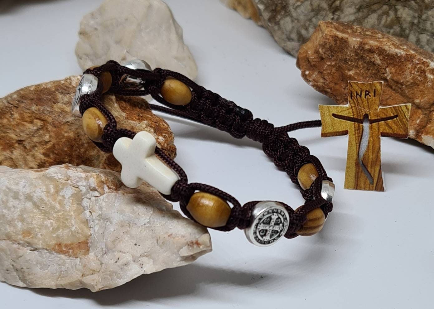 ST BENEDICT BRACELET, saint benedict medal, handmade adjustable holy bracelet, religious jewelry from Medjugorje, San Benito medals