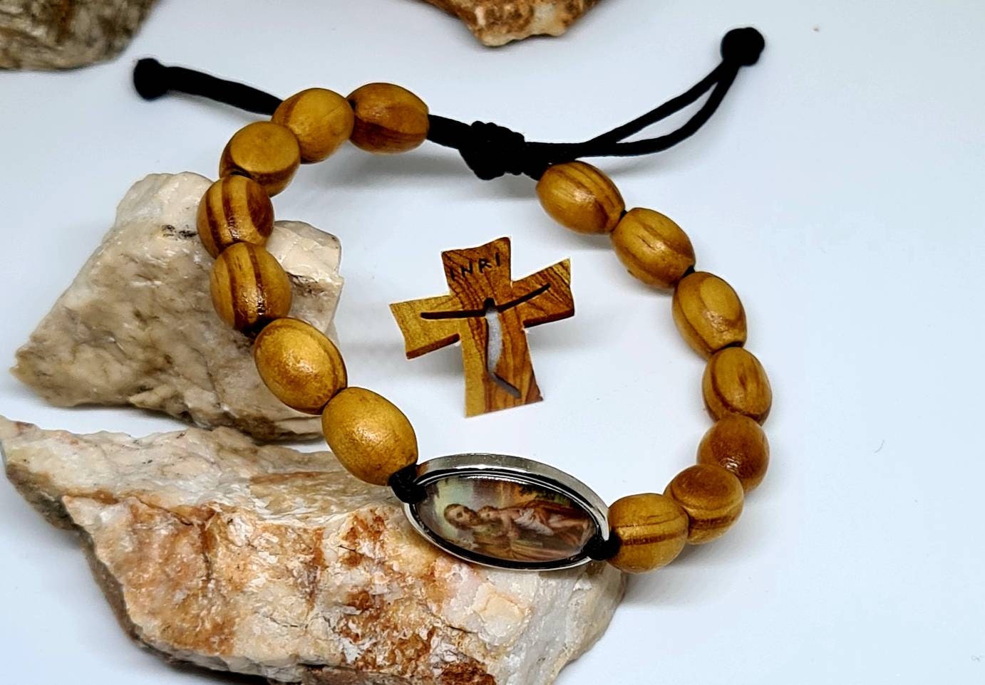 Saint Joseph Bracelet, Christian bracelet, Faitih bracelet, Patron saint jeweley, Catholic bracelet, Holy medals, knotted cord bracelet