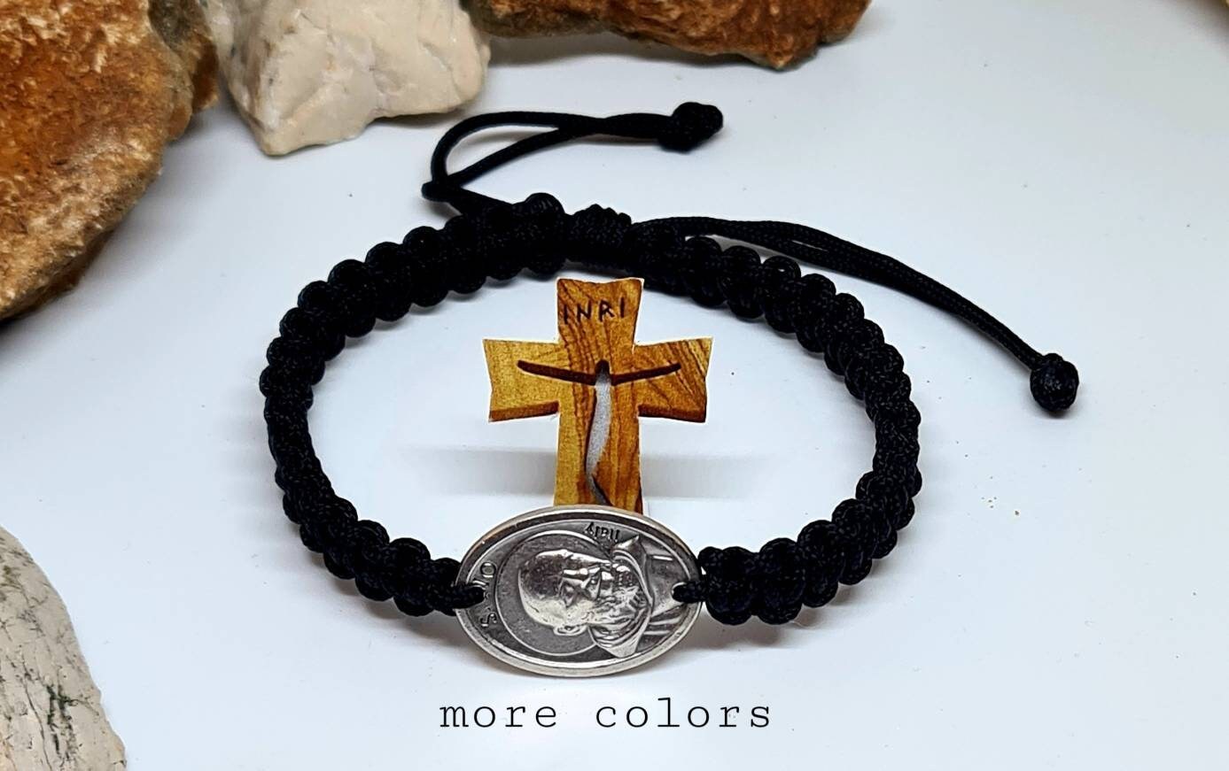 Padre Pio Bracelet, handmade bracelet, Padre Pio medal, Holy catholic bracelet, Christian adjustable bracelet,catholic gift women men kids