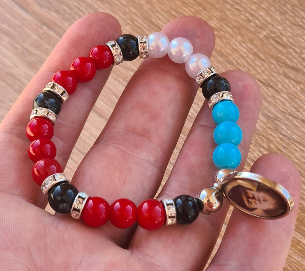 ST CHARBEL bracelet, saint Charbel medal, adjustable catholic bracelet, handmade holy bracelet, christian knotted cord bracelet