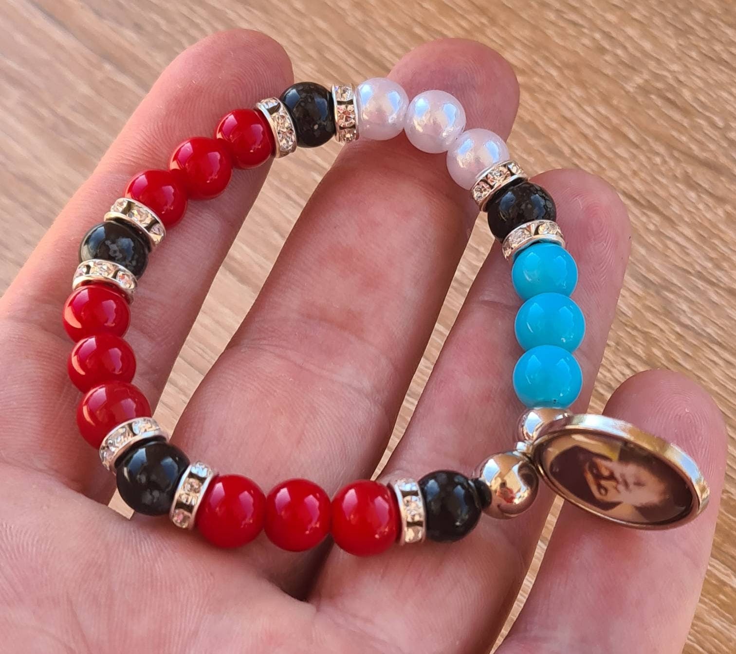 ST CHARBEL bracelet, saint Charbel medal, adjustable catholic bracelet, handmade holy bracelet, christian knotted cord bracelet