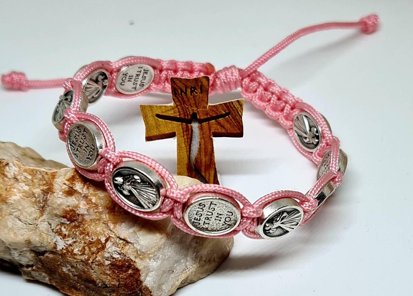 JESUS DIVINE MERCY bracelet, Jesus i Trist in you medals, Jesus medal bracet, Chrisrian holy bracele, religious jewelry from Medjugorje