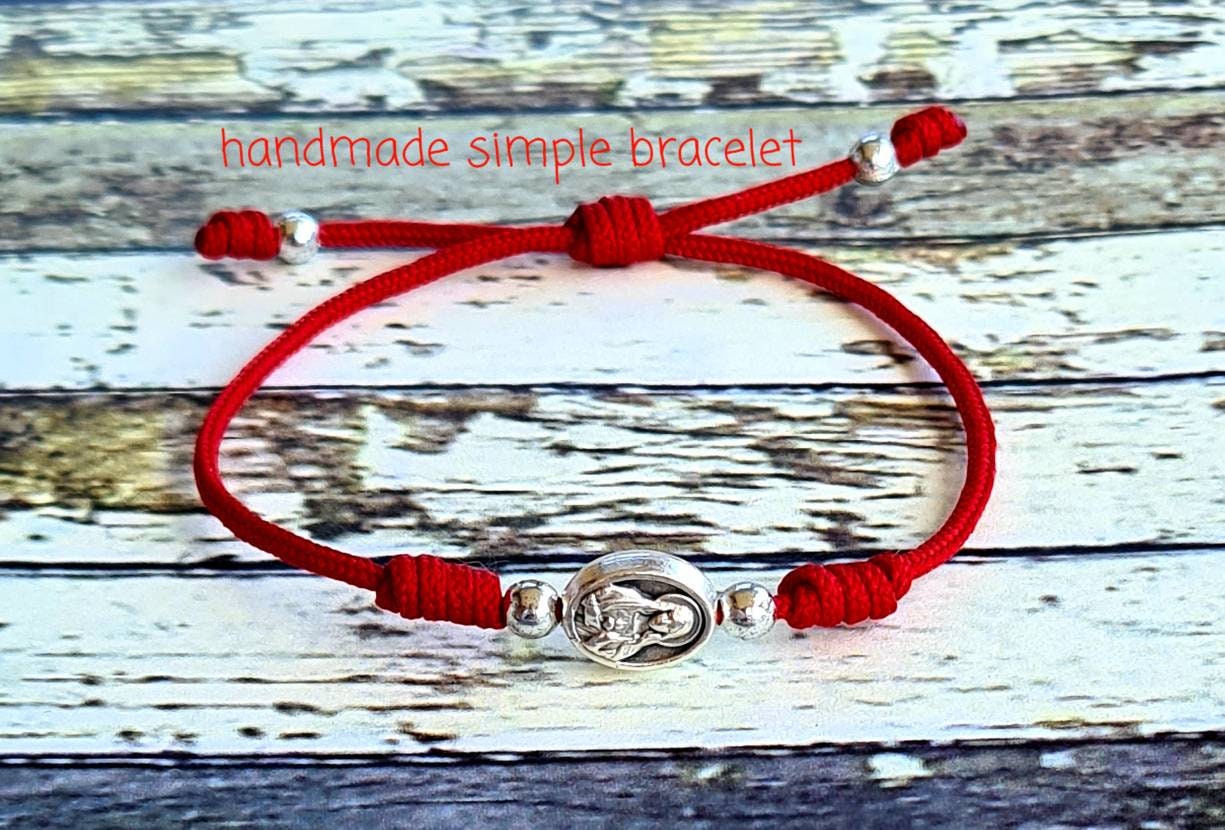 SIMPLE BRACELET SACRED heart of Mary, handmade holy adjustable bracelet, immaculate heart of Mary, catholic gift women men,  Medjugorje
